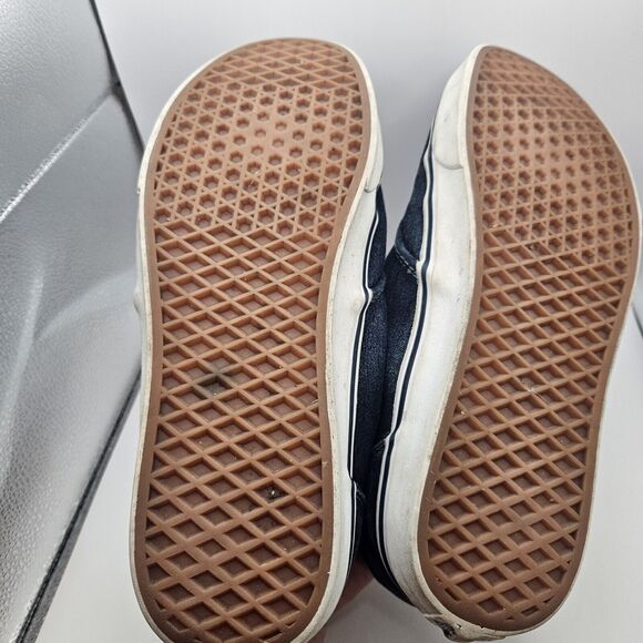 Vans Shoe Men 13 Blue Denim Low Cut Lace-up Sneakers Off the Wall - Picture 8 of 11